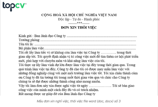 Mẫu đơn xin nghỉ việc/thôi việc chuẩn nhất 2024